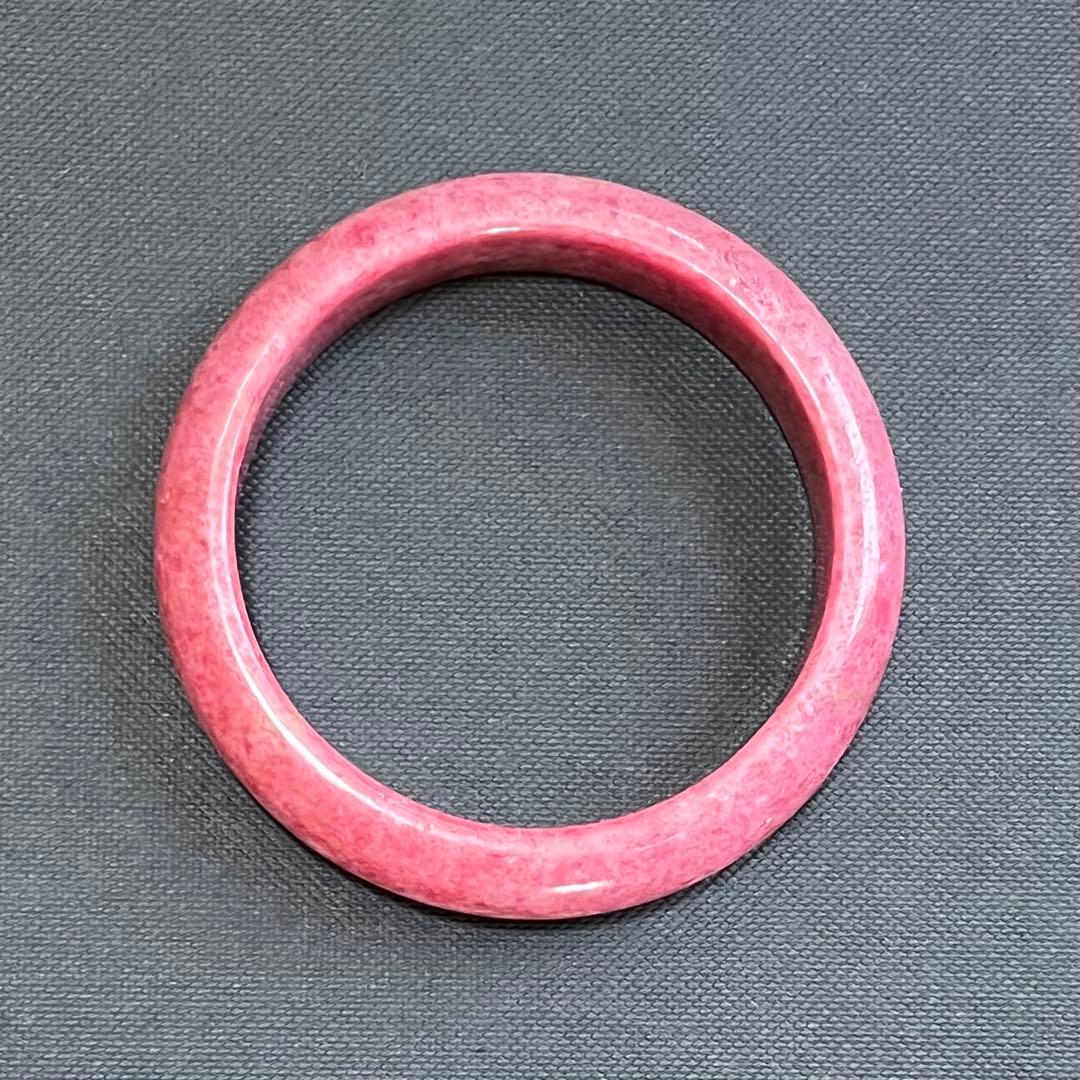天然石 ロードナイト くり抜き バングル ブレスレット ピンク