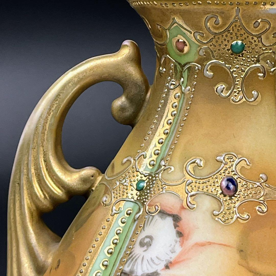 【美品】オールドノリタケ アールヌーボー ポピー紋花瓶 ジュエル ジュール