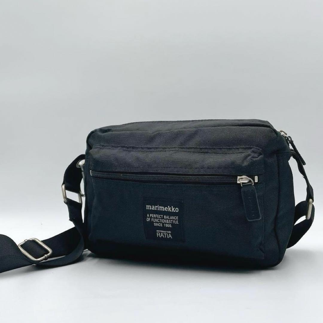 美品 マリメッコ MY THINGS ショルダーバッグ ブラック f456