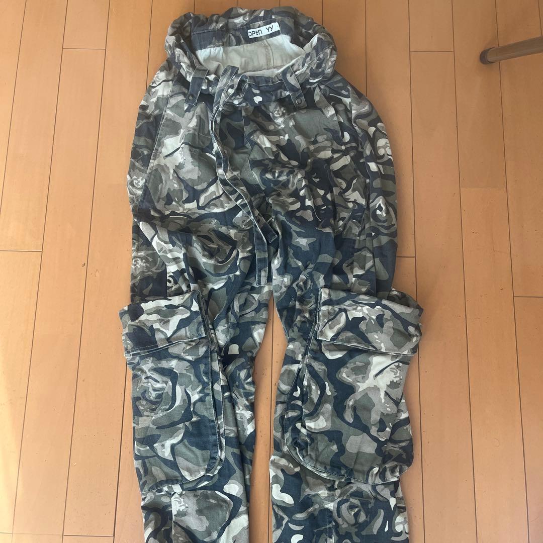 OPEN YY カモフラ ロールウエスト カーゴパンツ 迷彩柄