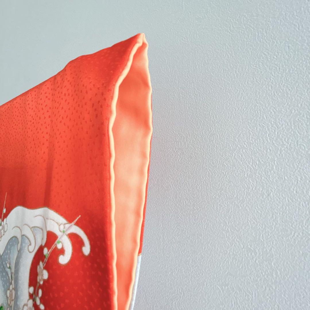 フルセット　七五三７歳女の子　着物　朱地　薄手　緑袋帯　小物セット　51919