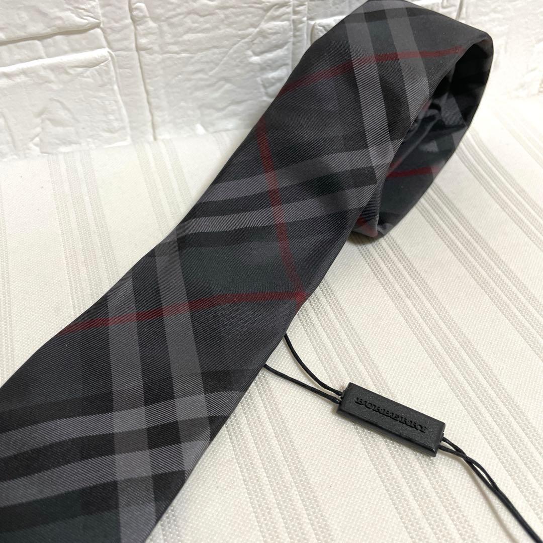 未使用品 BURBERRY バーバリー ネクタイ グレー ノバチェック
