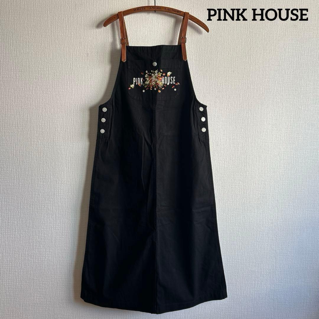 PINK HOUSE サロペット オーバーオール ジャンパースカート いちご 黒