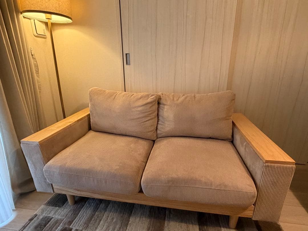 2人掛けソファ　FINE KAGU Cosna(コスナ) ベージュ　コーデュロイ