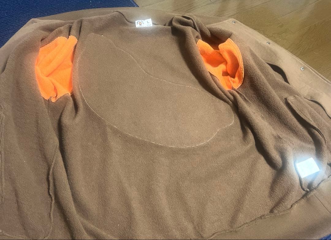 なはま　美品　A BATHING APE 刺繍　スタジャン ブラウン L