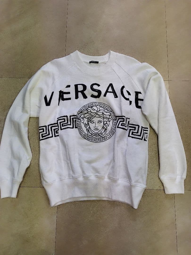 VERSACE ロゴトレーナー ホワイト 変色あり