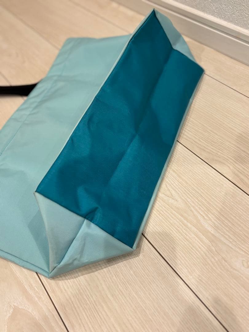 hah363 エルベシャプリエ 超美品 水色X青の大判舟形トートバッグXL