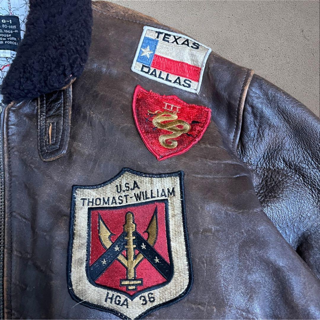 ART.HOUSE G-1 フライトジャケット　レザー　裏地地図柄　襟ボア