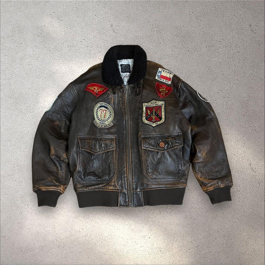 ART.HOUSE G-1 フライトジャケット　レザー　裏地地図柄　襟ボア