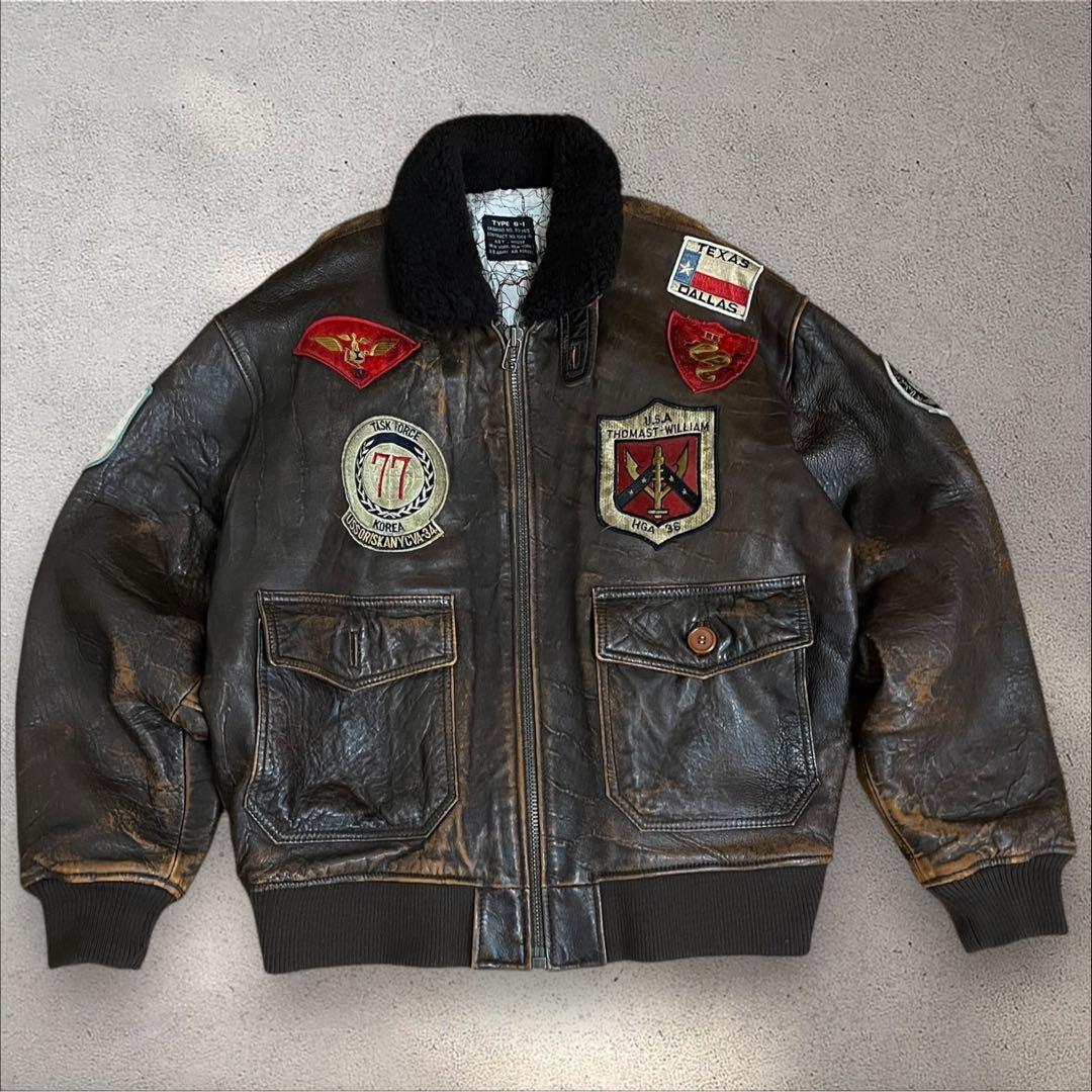 ART.HOUSE G-1 フライトジャケット　レザー　裏地地図柄　襟ボア