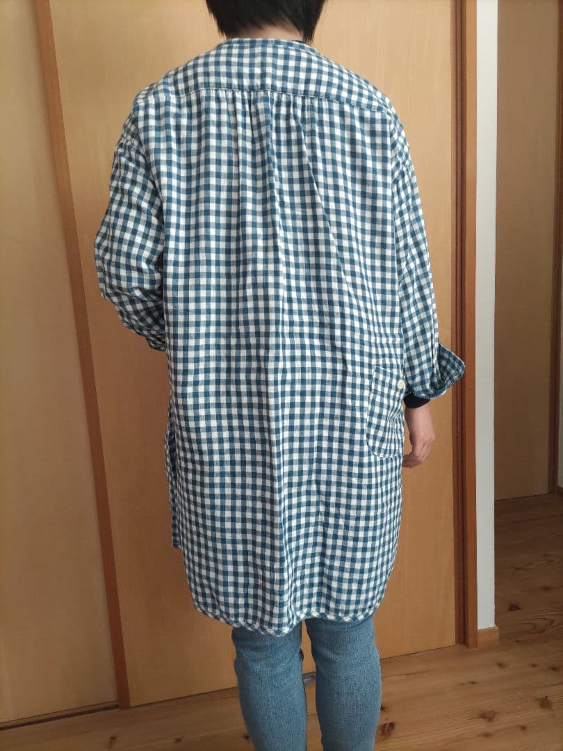 快晴堂チュニック（幅広青色チェック）