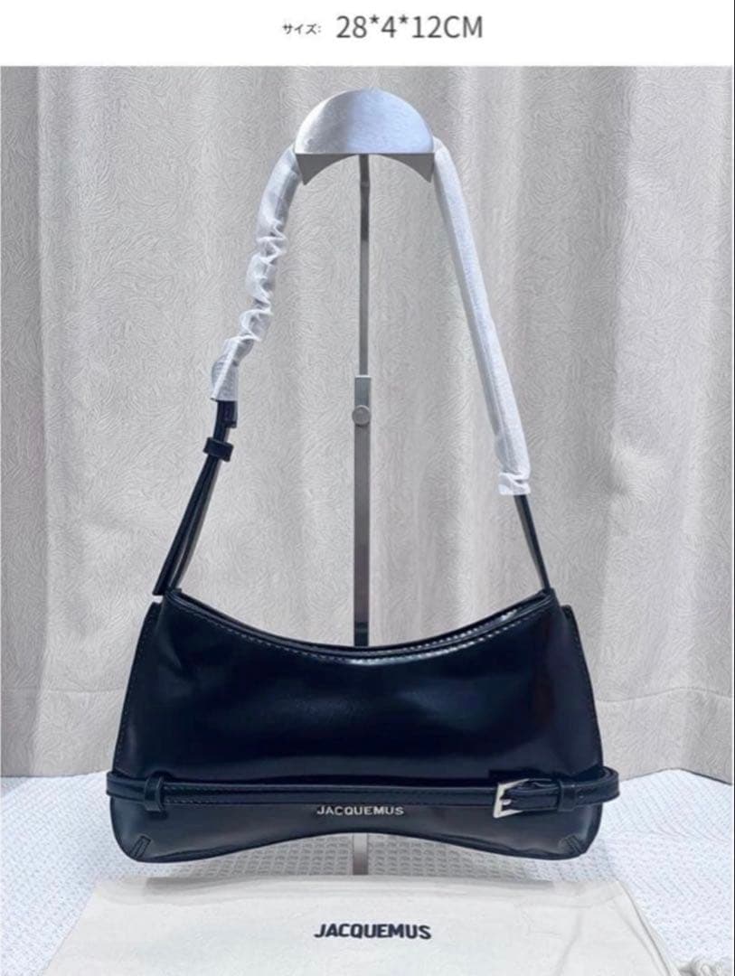 JACQUEMUS ブラックショルダーバッグ 28*4*12CM(箱無し)