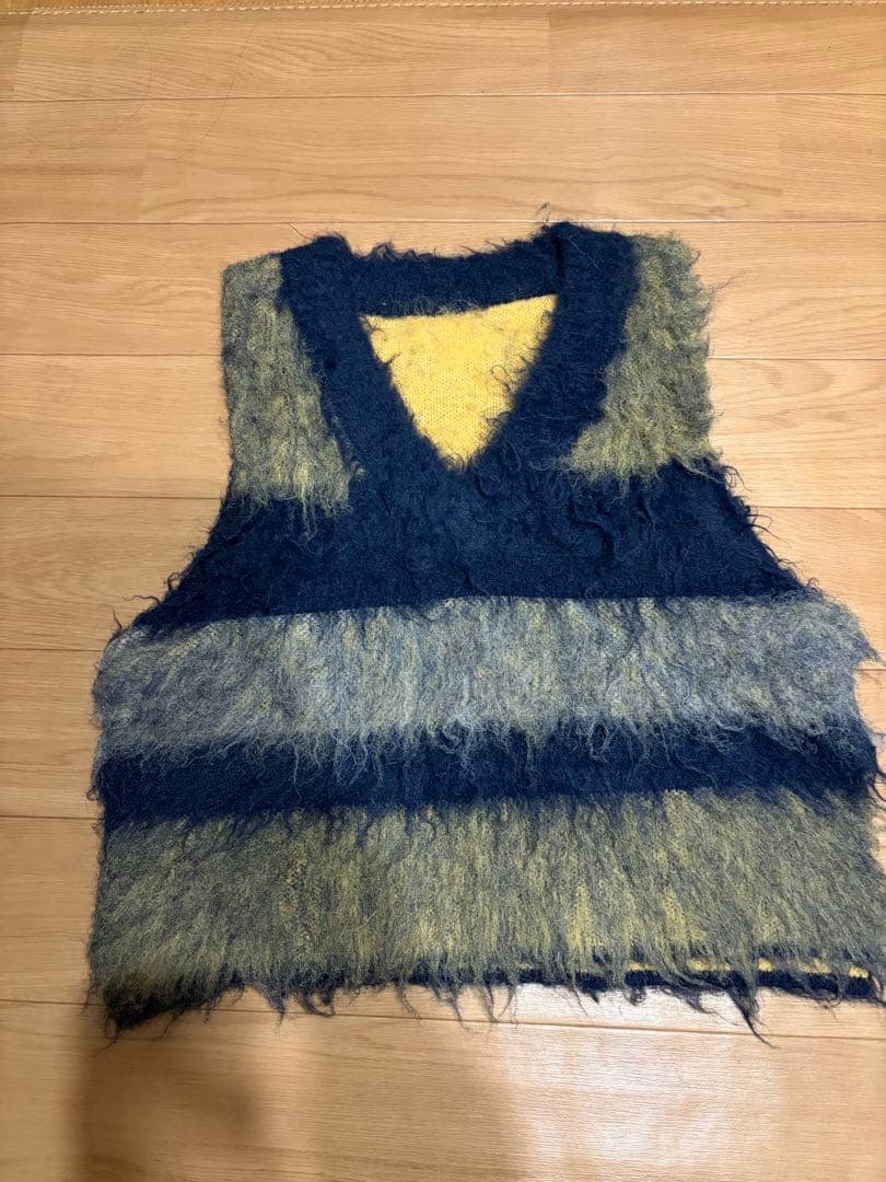 アダムエロペ　　ブラッシュドボーダーベスト