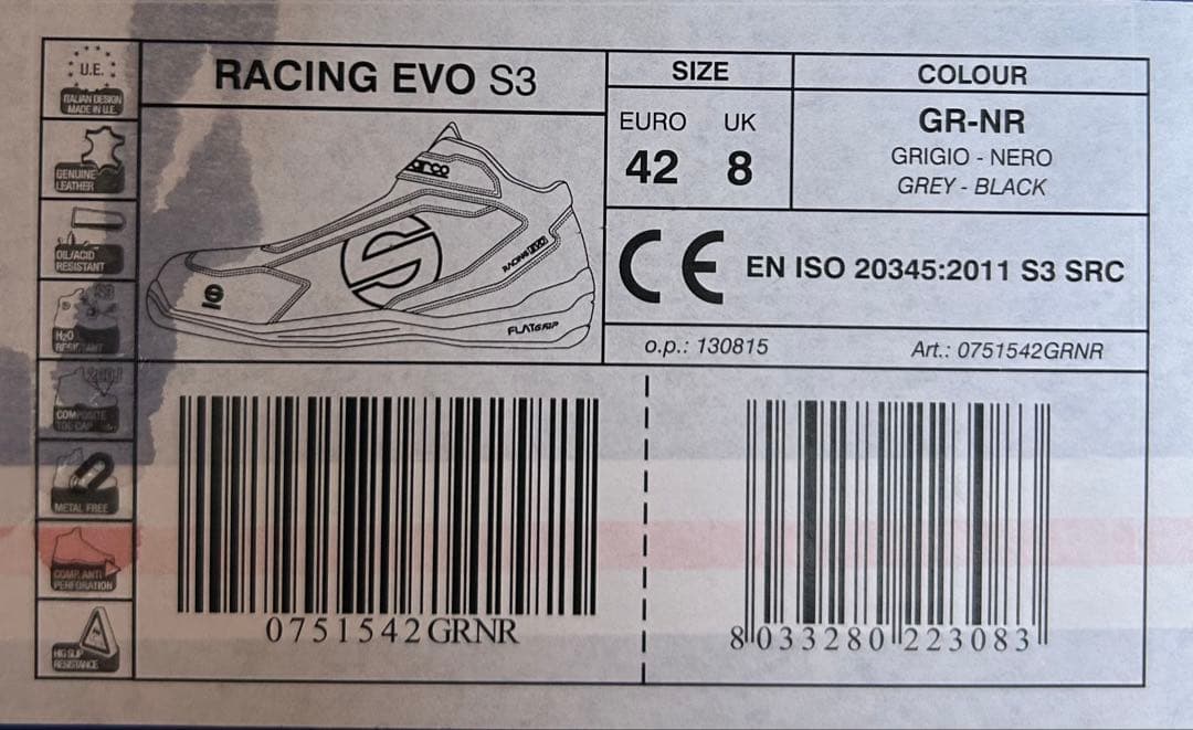 スパルコ　安全靴　Sparco Racing Evo S3