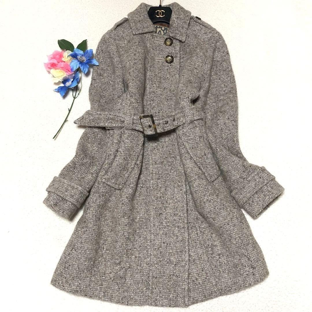未使用級　スポーツマックス　チェスターコート　ベルテッドコート　ツイード　ウール