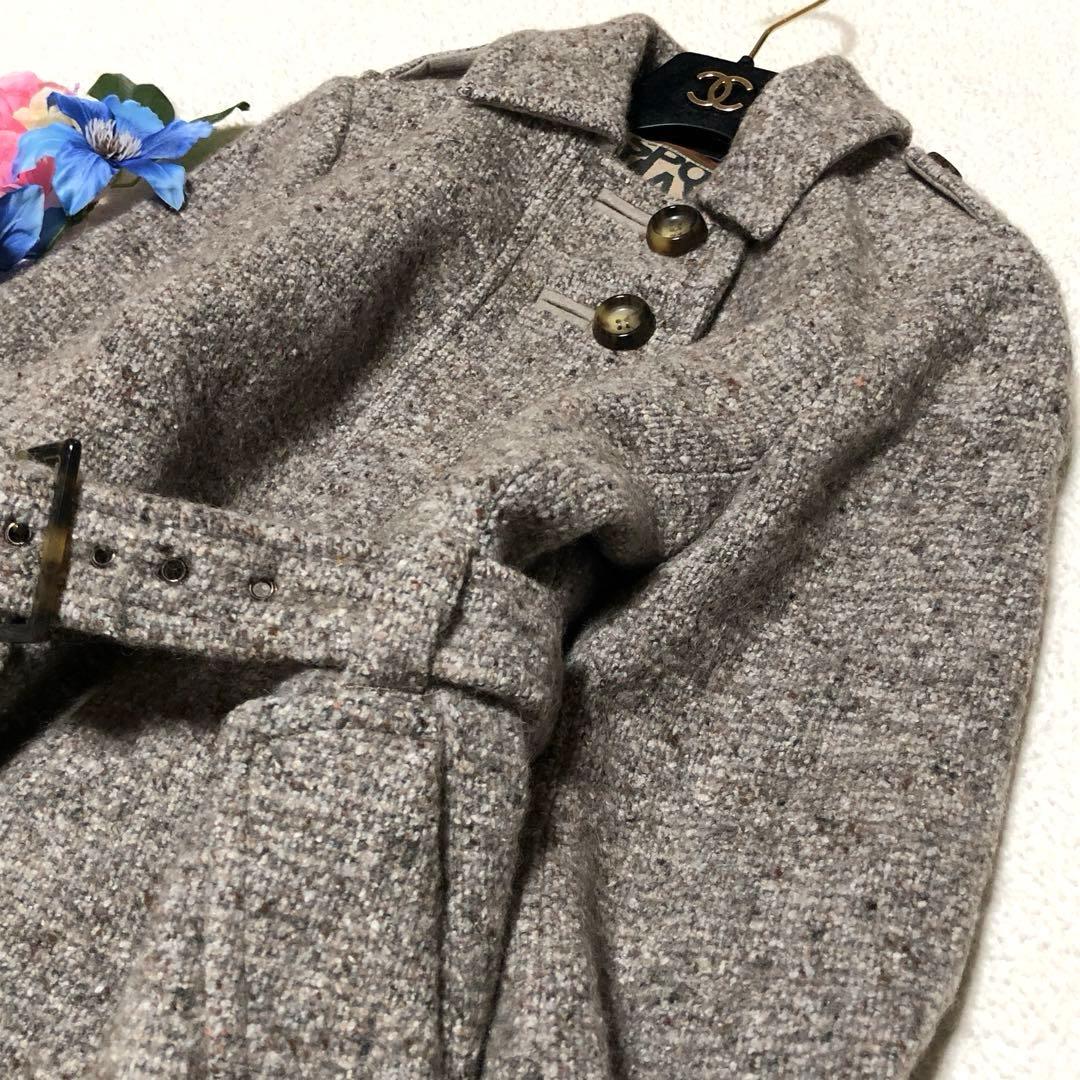 未使用級　スポーツマックス　チェスターコート　ベルテッドコート　ツイード　ウール