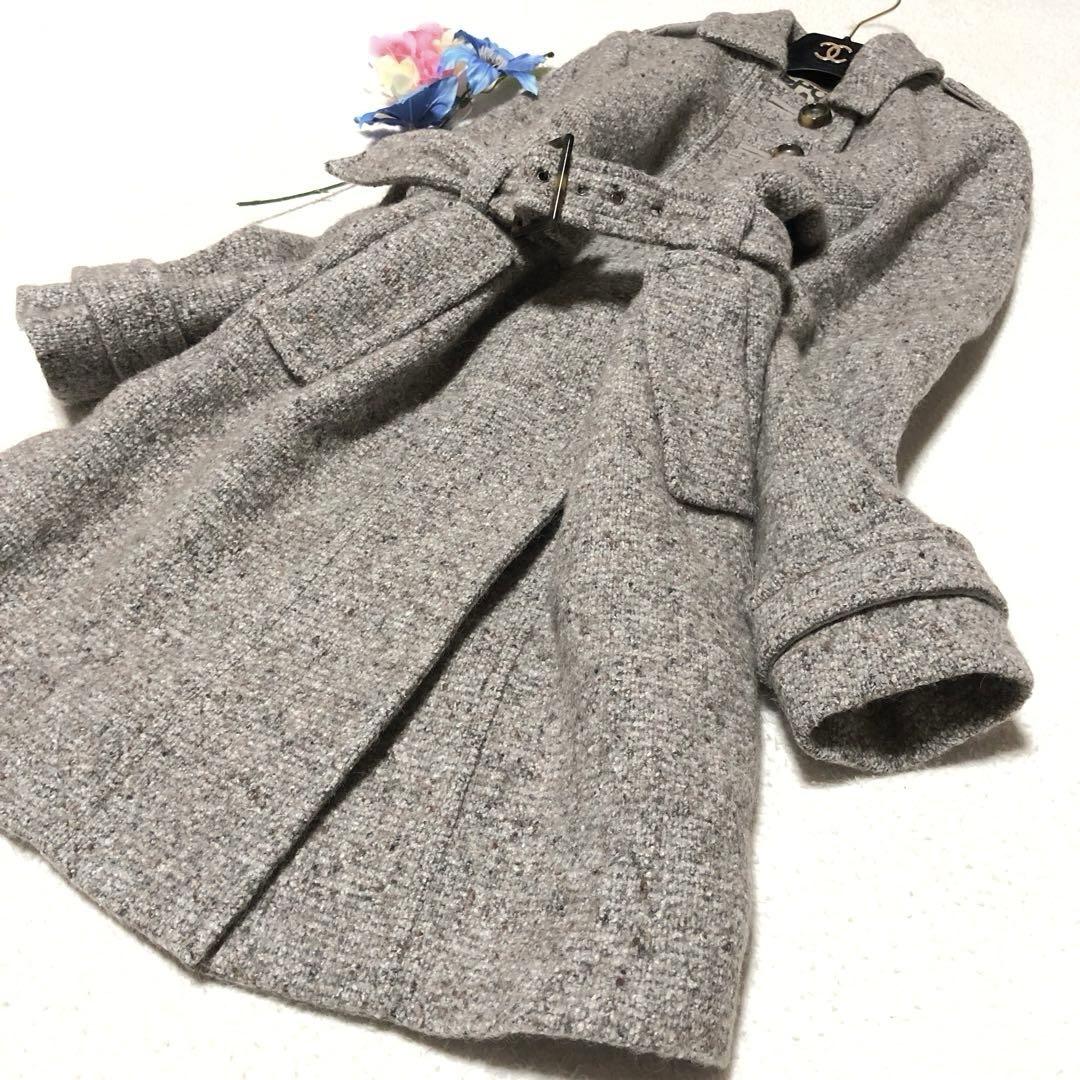 未使用級　スポーツマックス　チェスターコート　ベルテッドコート　ツイード　ウール