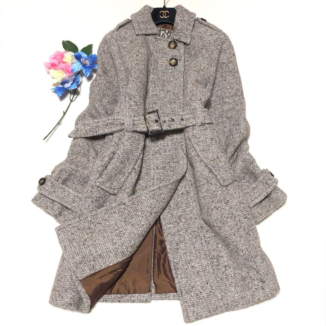 未使用級　スポーツマックス　チェスターコート　ベルテッドコート　ツイード　ウール