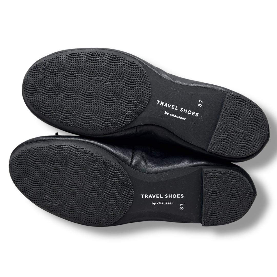 極美品■chausser【23.5】TRAVEL SHOES フラット ブラック