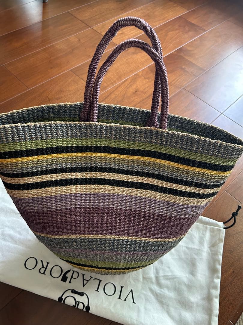 VIOLAd’ORO ヴィオラドーロ　マルチカラーボーダートートバッグ