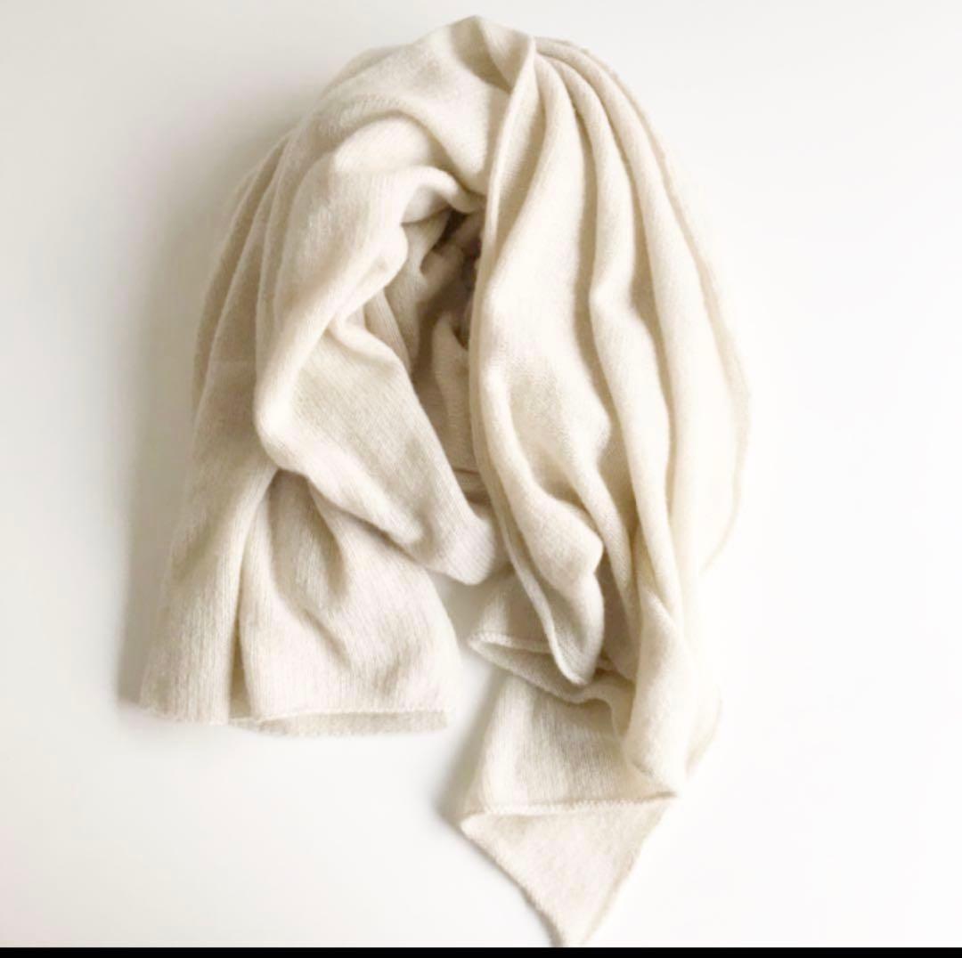 訳ありevameva カシミヤストール アイボリーホワイト