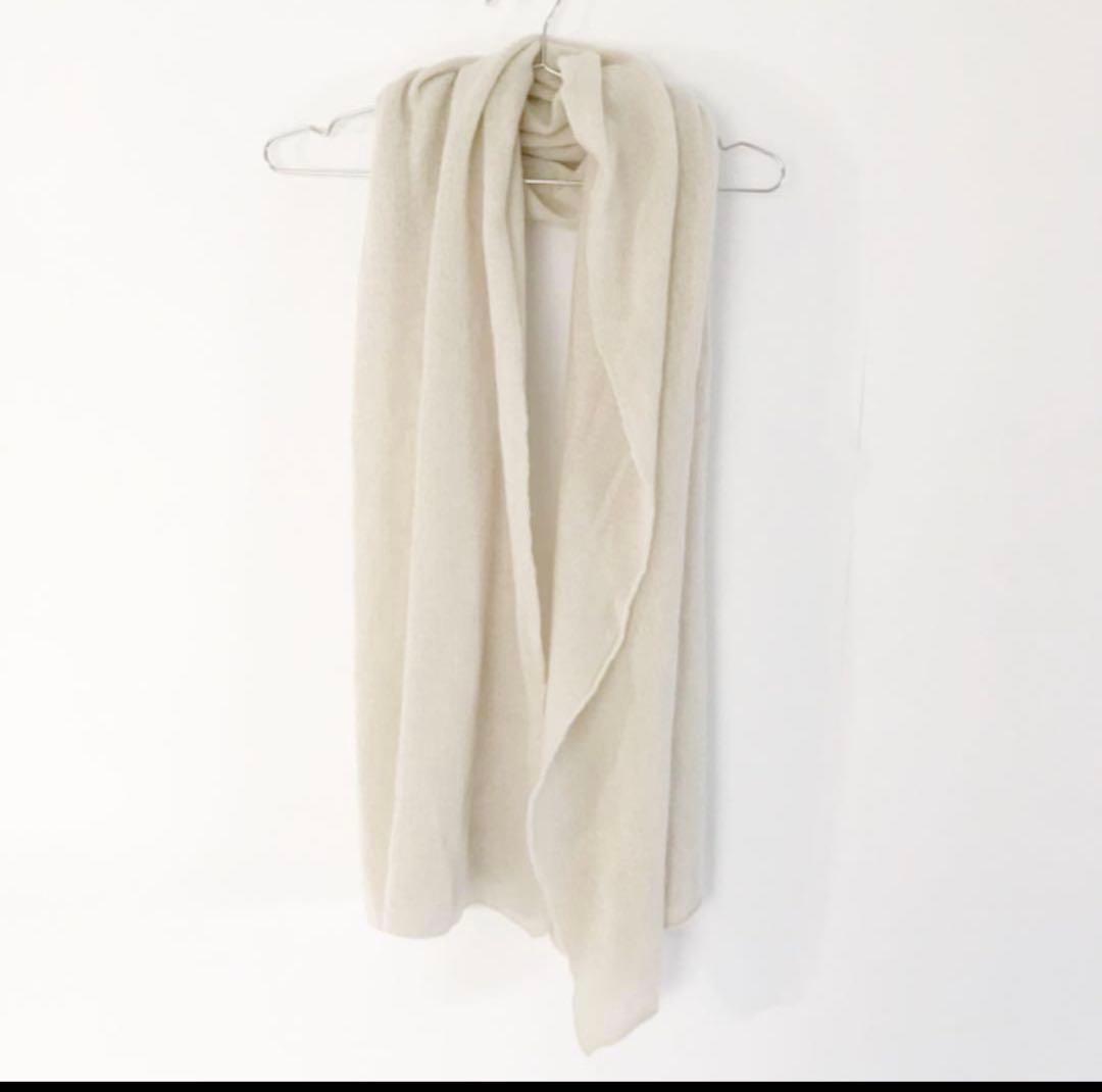 訳ありevameva カシミヤストール アイボリーホワイト