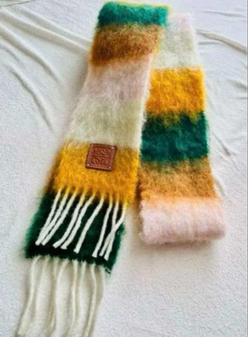 LOEWE ロエベ ストライプ マルチカラー モヘアマフラー