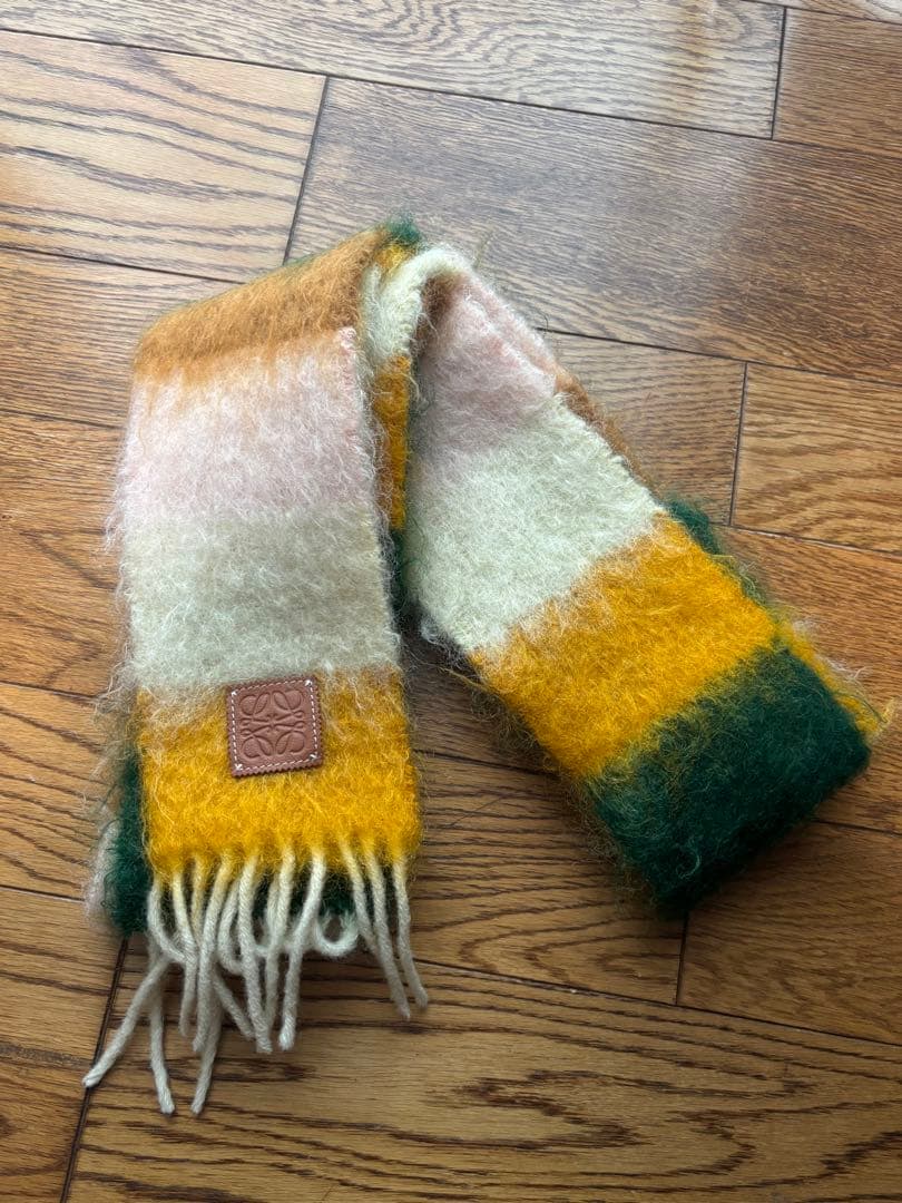 LOEWE ロエベ ストライプ マルチカラー モヘアマフラー