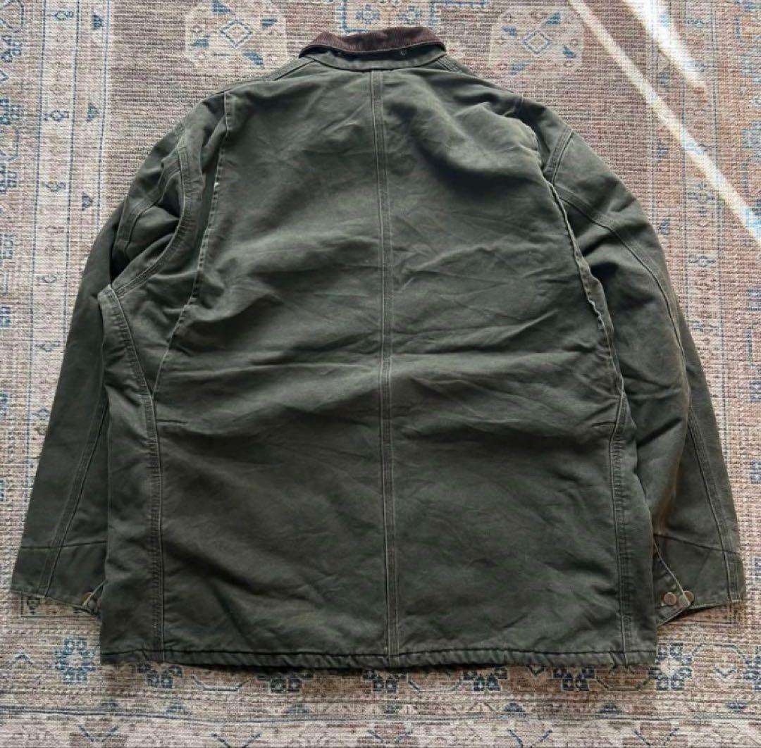 90s USA製 carhartt チョアコート ダックジャケット モスグリーン
