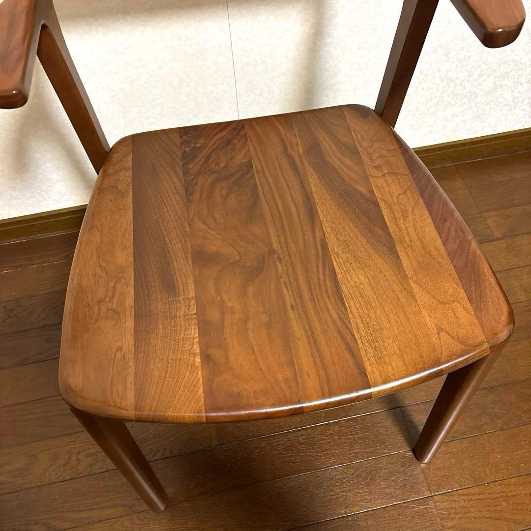 【美品】ダイニングチェア ハーフアームチェア ウォールナットカラー