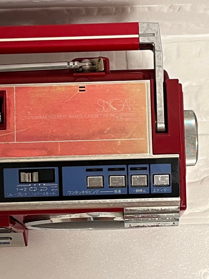 TOSHIBA 東芝　シュガーダブルラジカセ　昭和レトロ　赤 ジャンク品