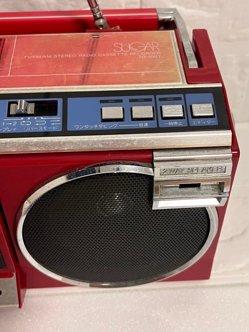 TOSHIBA 東芝　シュガーダブルラジカセ　昭和レトロ　赤 ジャンク品