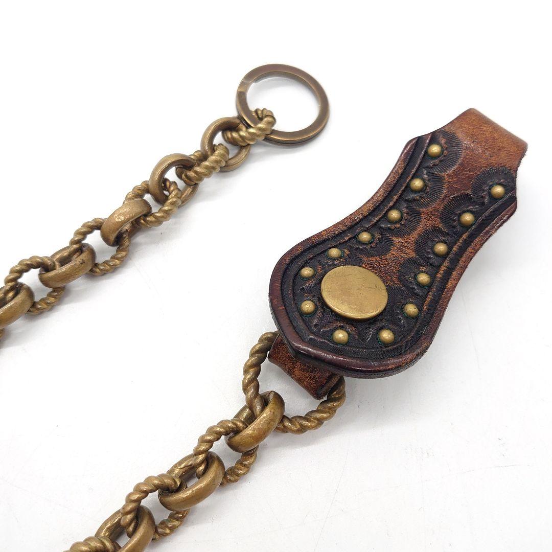 CALEE レザー スタッズ 真鍮 ウォレットチェーン