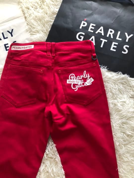 パーリーゲイツパワフルコットンストレッチロゴグラフィックレディースパンツサイズ0