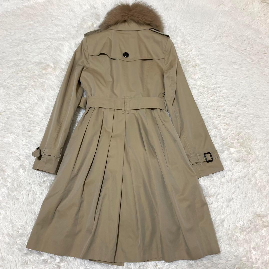 美品　バーバリーロンドン　トレンチ　プリーツ　フォックス　ハニーベージュ　L