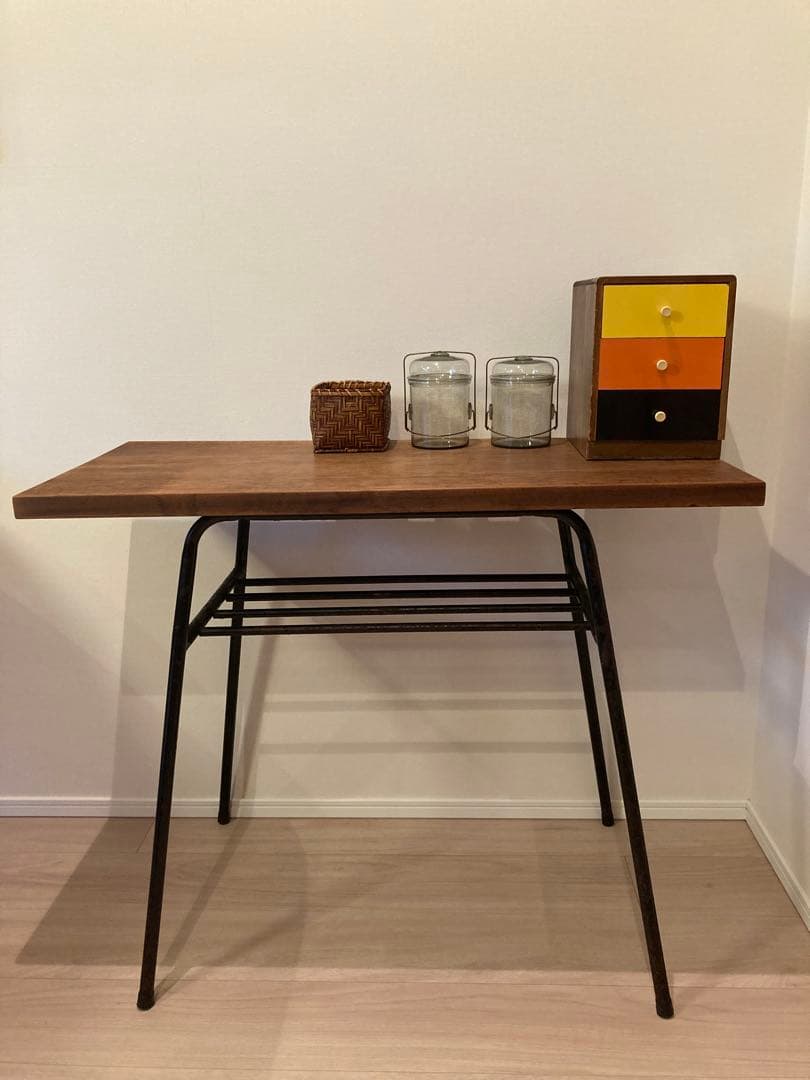 アイアン×無垢木製天板テーブル 作業台 デスク インダストリアルデザイン 工業系
