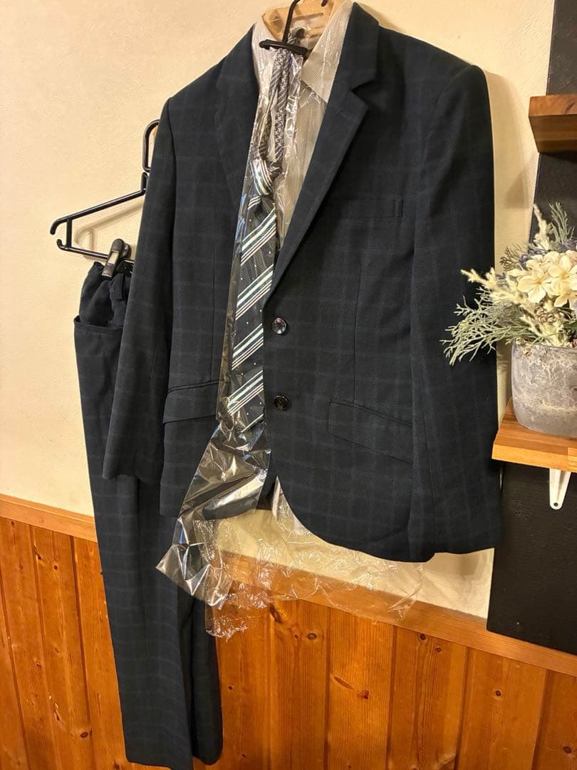 チェックhiromichi nakanoスーツセット 160 卒業式　男子　美品
