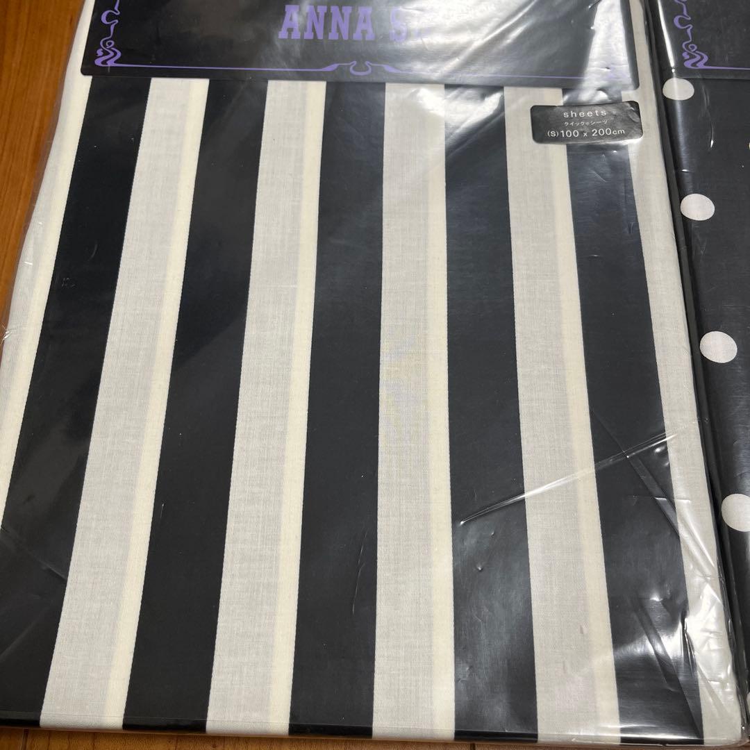新品　アナスイ　ベッドリネン　３点セット　ブラック　ドットローズ　西川産業