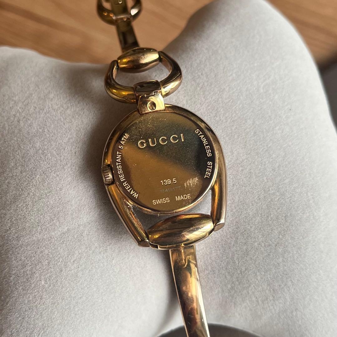 GUCCI Watch 139.5 3P ダイヤモンド シェル文字盤 PG 稼働