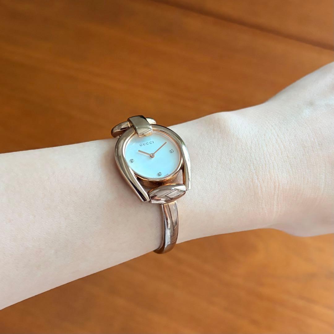GUCCI Watch 139.5 3P ダイヤモンド シェル文字盤 PG 稼働