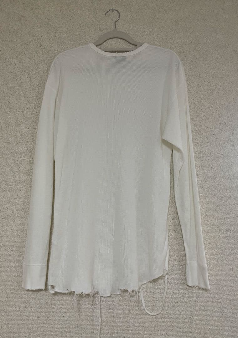 1 ANCELLM　ダメージ　ワッフル　ロンT　白　新品　アンセルム