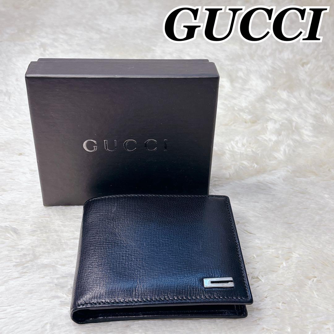 【美品・箱付き】GUCCI 二つ折り財布 G金具 Gロゴ コンパクト ウォレット