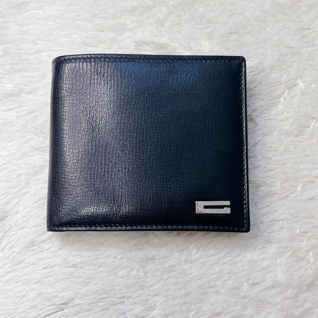 【美品・箱付き】GUCCI 二つ折り財布 G金具 Gロゴ コンパクト ウォレット