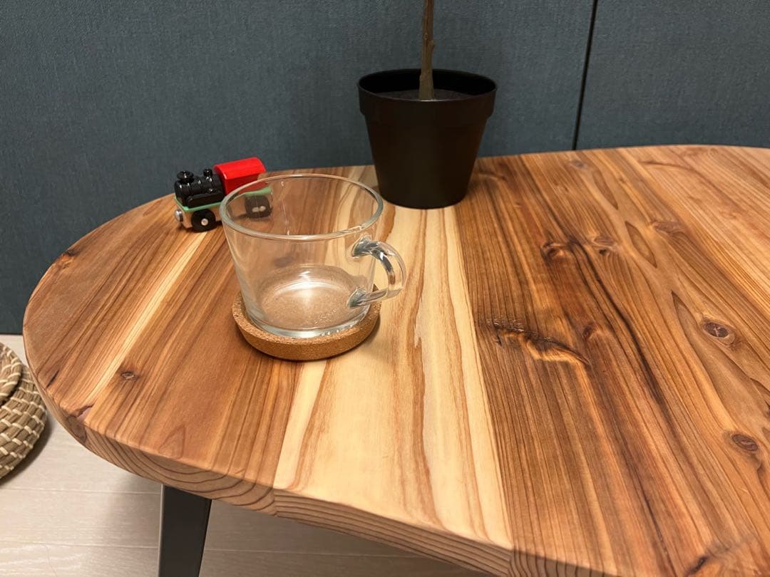 【送料無料】 ローテーブル だるま形 90cm 60cm 杉 折りたたみ脚