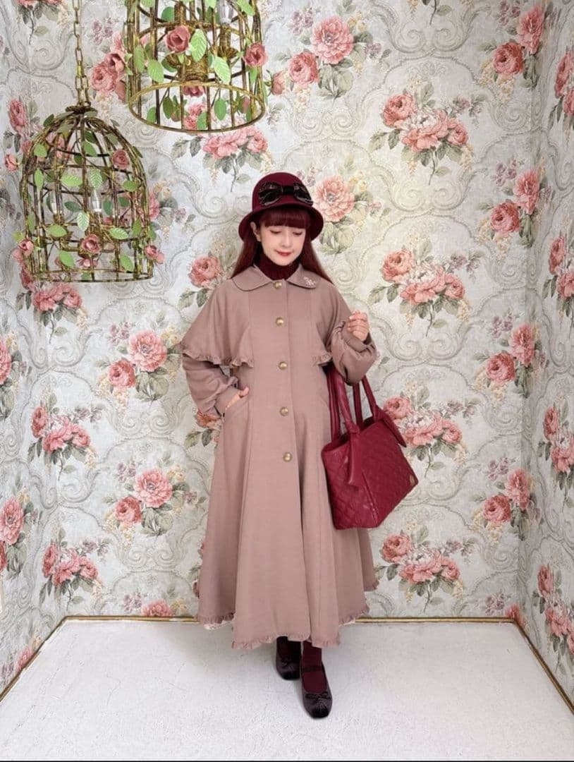 1月13日終了 しまむら 青木美沙子 ニナス ケープデザインコート 中桃 3L