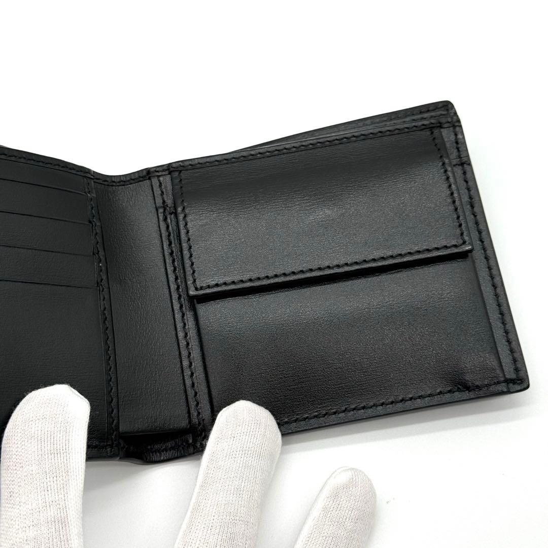 新品✨ GGマーモント レザー コンパクト ウォレット 二つ折り 財布 ブラック