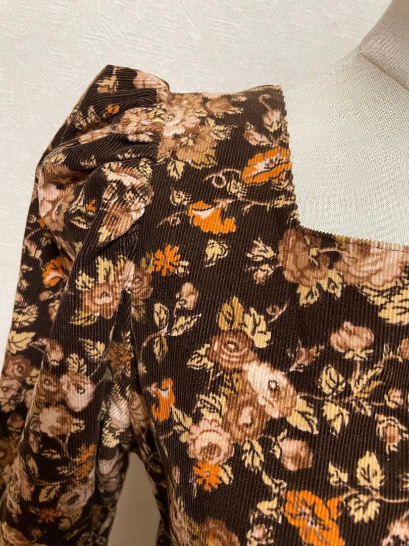 ローラアシュレイ 茶色コーデュロイワンピース