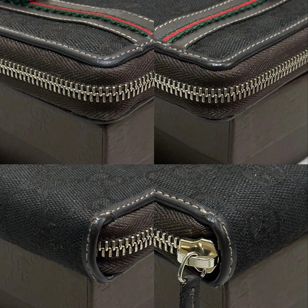 GUCCI 長財布　シェリーライン　インターロッキング　ラウンドファスナー　GG