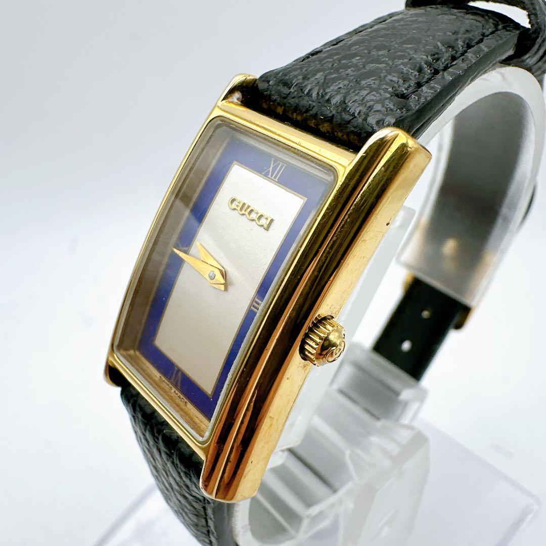 美品 稼動品 GUCCI グッチ 2600L レディース腕時計 ゴールド 青