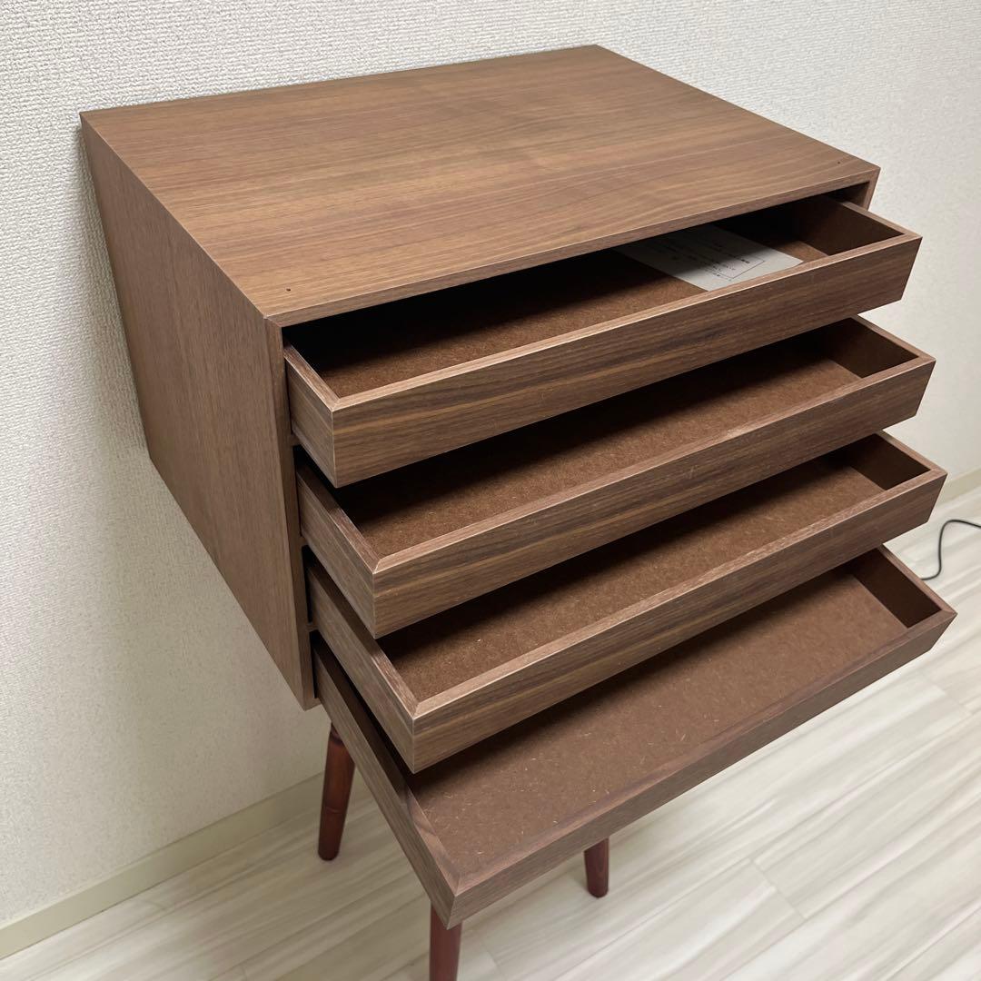 無印良品 木製収納ケース 引出式・4段・ワイド・ ウォールナット材